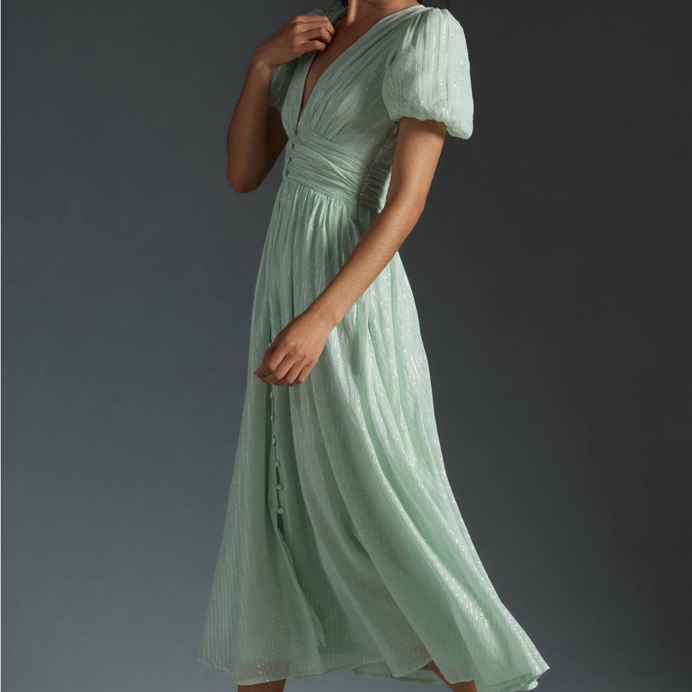 The Katerina Lurex Button-Front Dress- Grey - Picture 5 of 5